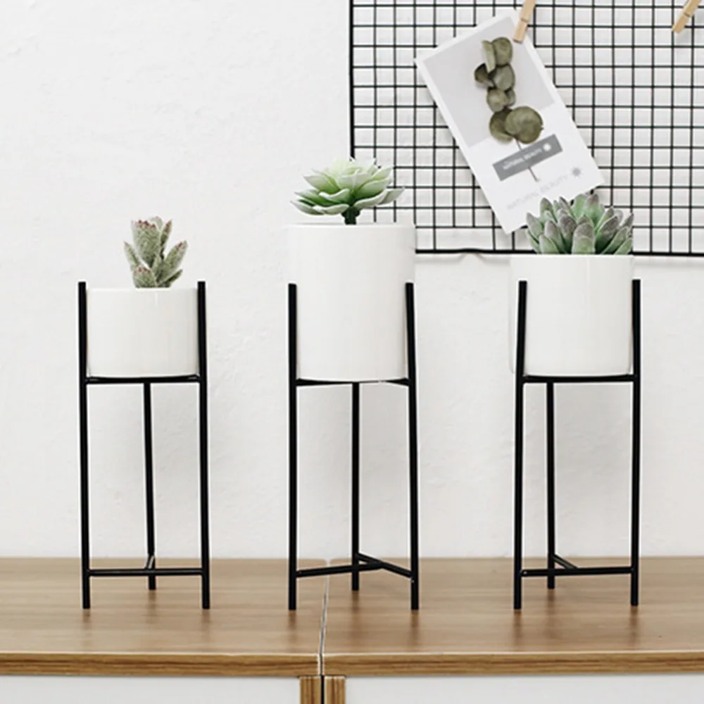 Керамическая подставка для цветов, набор водяных вазы для посадки в скандинавском стиле, керамический горшок для суккулентов, железная подставка для цветов, керамический цветочный горшок