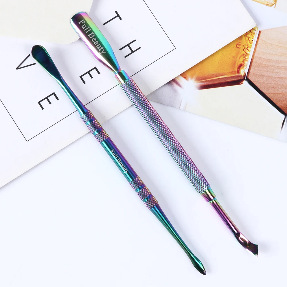 

1pcs Nail Cuticle Pusher 2 Way Chameleon Stainless Steel Stick Rod Spoon Pedicure Gel Nail Polish Remover Care Manicure BEA62