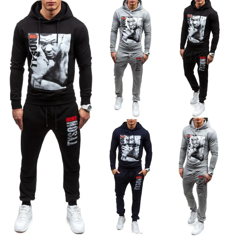 

ZOGAA 2019 New European and American Men's Men's Sweater Suit Youth Casual Sports Hooded Printed Sweater Men's Suit