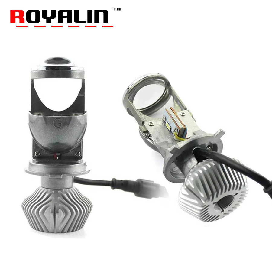 ROYALIN H4 9003 Bi светодиодный мини 1,5 Дюймовый проектор головной светильник s полностью металлический объектив Автомобильный мотоциклетный налобный фонарь модифицированный Hi/Lo светильник 60 Вт 5500K