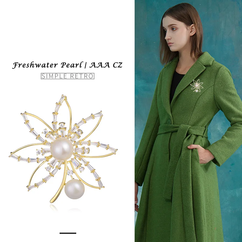 

Hongye AAA CZ Brooch Women Flower Brooches Real 18K Gold Jewelry Fashion Wedding Party Pins for Sweater Coat Handmade Brooches
