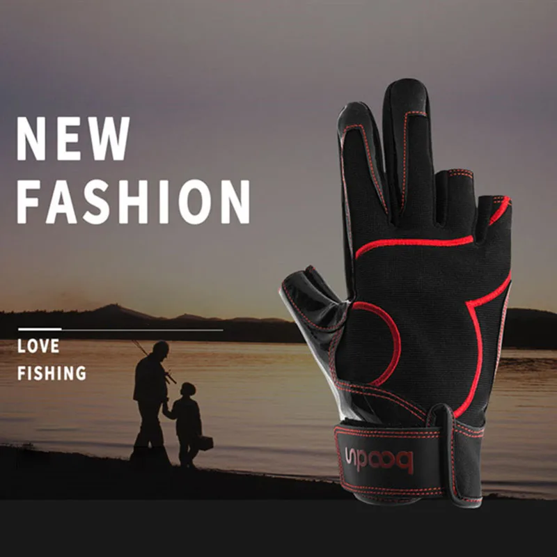 

Silicone Antislip Fishing Gloves 3 Finger Cut Fishing Glove p271019
