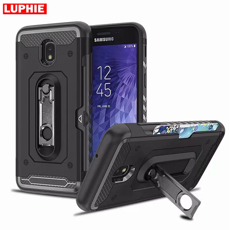 LUPHIE Armor PC + TPU чехол для Samsung J7 J3 2018 слот карты металлическая подставка 360