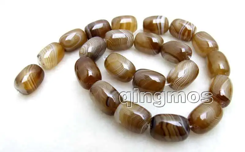 

Qingmos 12*16mm Barrel Shape Gray Striped Bostwana Agates Natural Genuine Loose Stone Beads strand 15"-los670 Free shipping