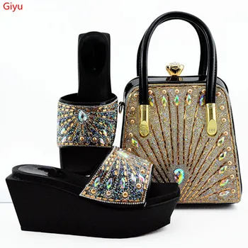 

doershow beautiful Matching Women Shoe and Bag Set Decorated purple Nigerian Shoes and Bag Set Italy Shoes and Bag set !SVC1-1