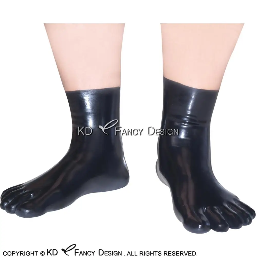 Buy Black Sexy Short Latex Five Toes Socks Rubber Socks WZ 0006 from Reliable