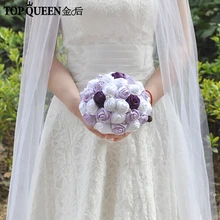 TOPQUEEN F7 Свадебные букеты красный букет фиолетовые розы красная роза для букета de flores para novias фиолетовый букет mariage