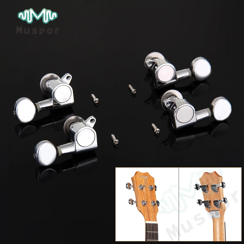 Universal Ukulele Tuning Pegs Silver Sealed Tuners Machine Heads 2R+ 2L