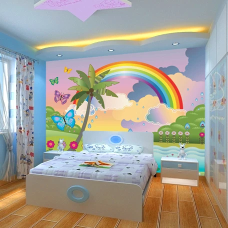 New Large Murals Can Be Customized Cartoon Children Room Rainbow Wallpaper Kindergarten Early Education Wall Murals Bedroom Rainbow Wallpaper Large Muralwall Mural Aliexpress