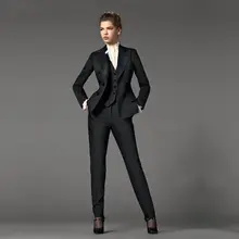 Jacket+Pants+Vest Design Black Women Business Suits Blazer Female Office Uniform