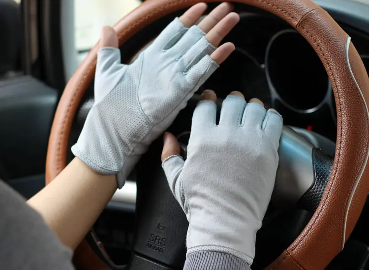 Мужские летние перчатки для водителя с защитой от солнца половина пальца ультра-тонкие короткие без пальцев Нескользящие перчатки TBWM04