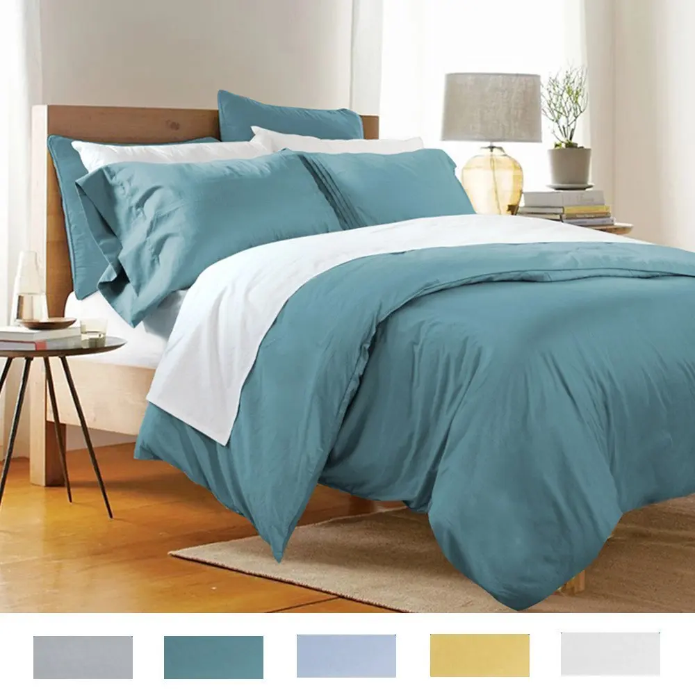 FADFAY Duvet Cover Set Solid 100 Cotton Twin Queen King Size 3Pc