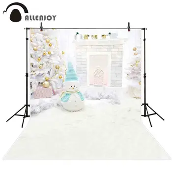 

Allenjoy photography background white christmas snowman fireplace backdrop photocall photo studio prop new fabric shoot