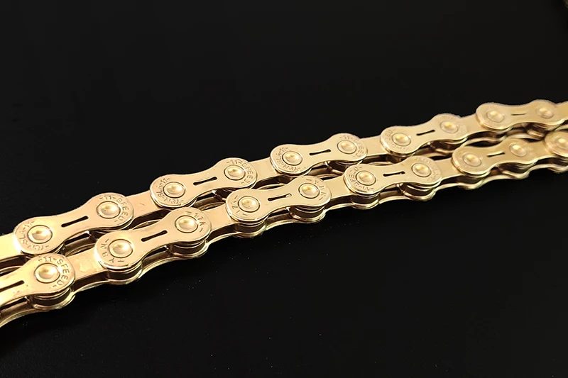 Flash Deal YBN mountain bike chain 11 speed road folding bike 22 33 speed gold full engrave  semi-hollow chain 2