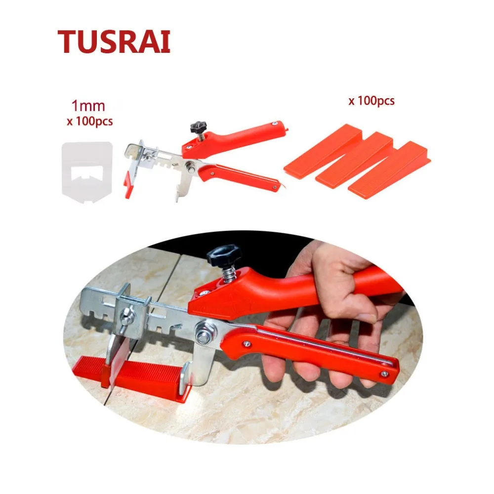 

Tile Leveling System Kit 1mm 1/32" 201pcs Ceramic Wall Floor Leveling Clips + Wedges + Pliers Lippage System Starter Kit TUSRAI