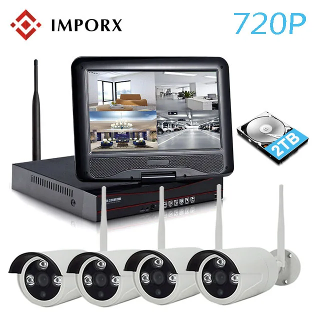 4CH 720P HD CCTV система видеонаблюдения NVR комплект 10 дюймов LCD камера безопасности