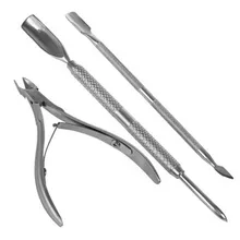 3Pcs/Set Professional Full Stainless Steel Nail Art Care Cuticle Spoon Pusher Remover Clipper Nipper Manicure Sets DYY1363