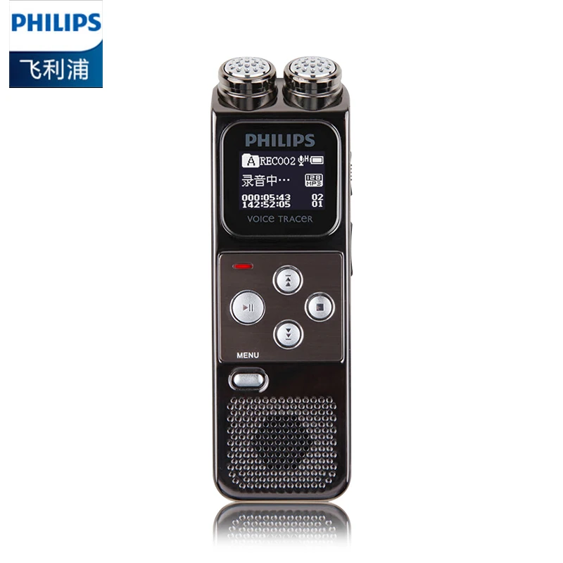 Philips профессиональный двойной стерео PCM диктофон Цифровой HD Noice снижение мини с fm-радио и книжными марками VTR6900 - Цвет: Темно-серый