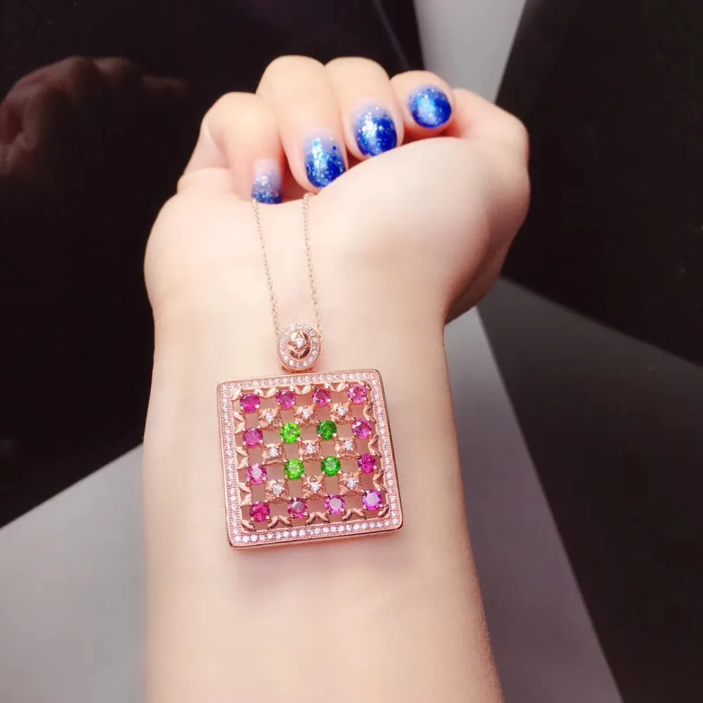 Multicolore naturel rouge grenat gemme pendentif colliers pierres précieuses naturelles pendentif S