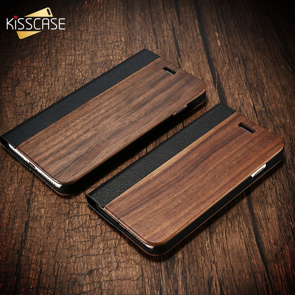 Чехол-книжка KISSCASE из натурального дерева для iPhone XS MAX XR X 10 бамбуковый