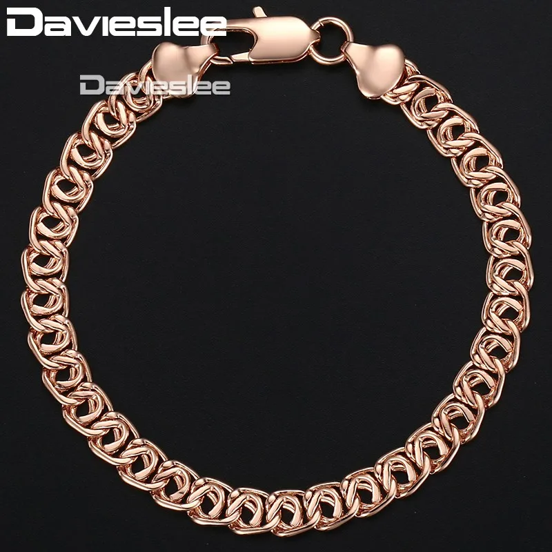 

Davieslee Trendy Gift Bracelet For Women 585 Rose Gold Color Snail Link Women's Bracelet Jewelry 7mm 18cm 20cm 23cm GB293A