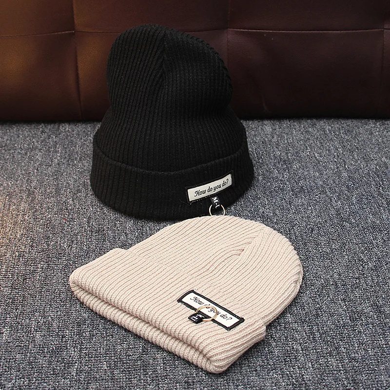 

2018 Women's Winter Hats Warm Knitted Braid Hat Iron Hoop Women's Hat Knit Caps Female Beanies Hip-hop Skullies Bonnet Femme