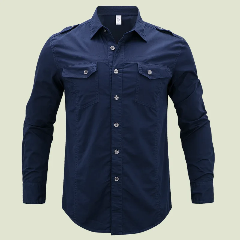 

5XL Men's Outdoor Climbing Training Camping Cotton Breathable Shirts Tops Large Male Long Sleeve Loose Tactical Military Shirt