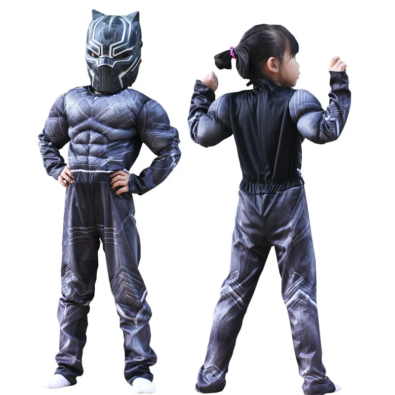 

Kids Black Panther Muscle Costume Civil War Captain American 3 Cosplay Superhero Halloween Party Fancy Dress Jumpsuit Boy