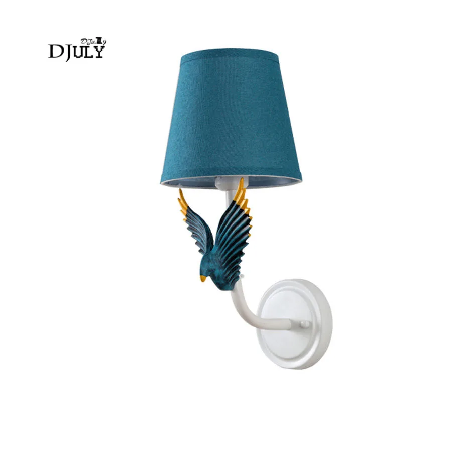 

nordic Resin eagle fabric shade wall lamp for living room corridor children bedroom bedside lamp creative home deco led light