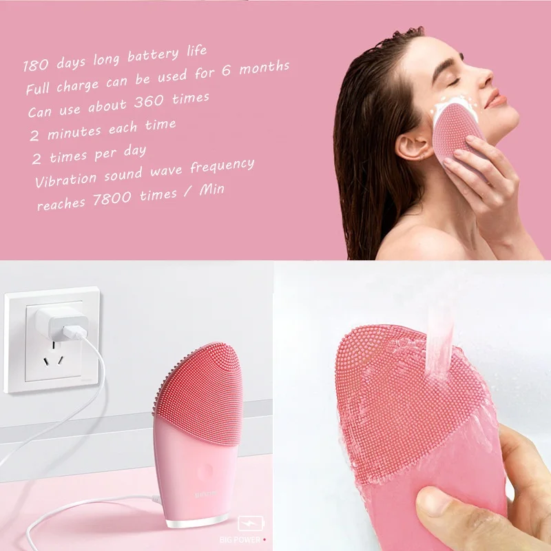 

2PCS Electric Ultrasonic Skin Scrubber Foreoing USB Face Cleansing Brush For Washing Gel Cleanser Deep Cleansing Massage Machine