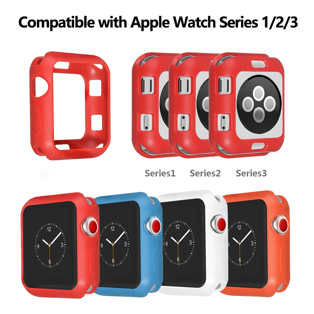 

MUSEN Applicable to Apple Watch 3 2 1 new soft silicone bumper protective case 42MM 38MM rubber strap