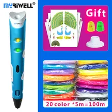 Myriwell 3d caneta 3d canetas, 1.75 mmABS/PLA Filamento, 3 caneta d 2018 SmartChild presente de aniversário, 3d impressão pen3d modelo