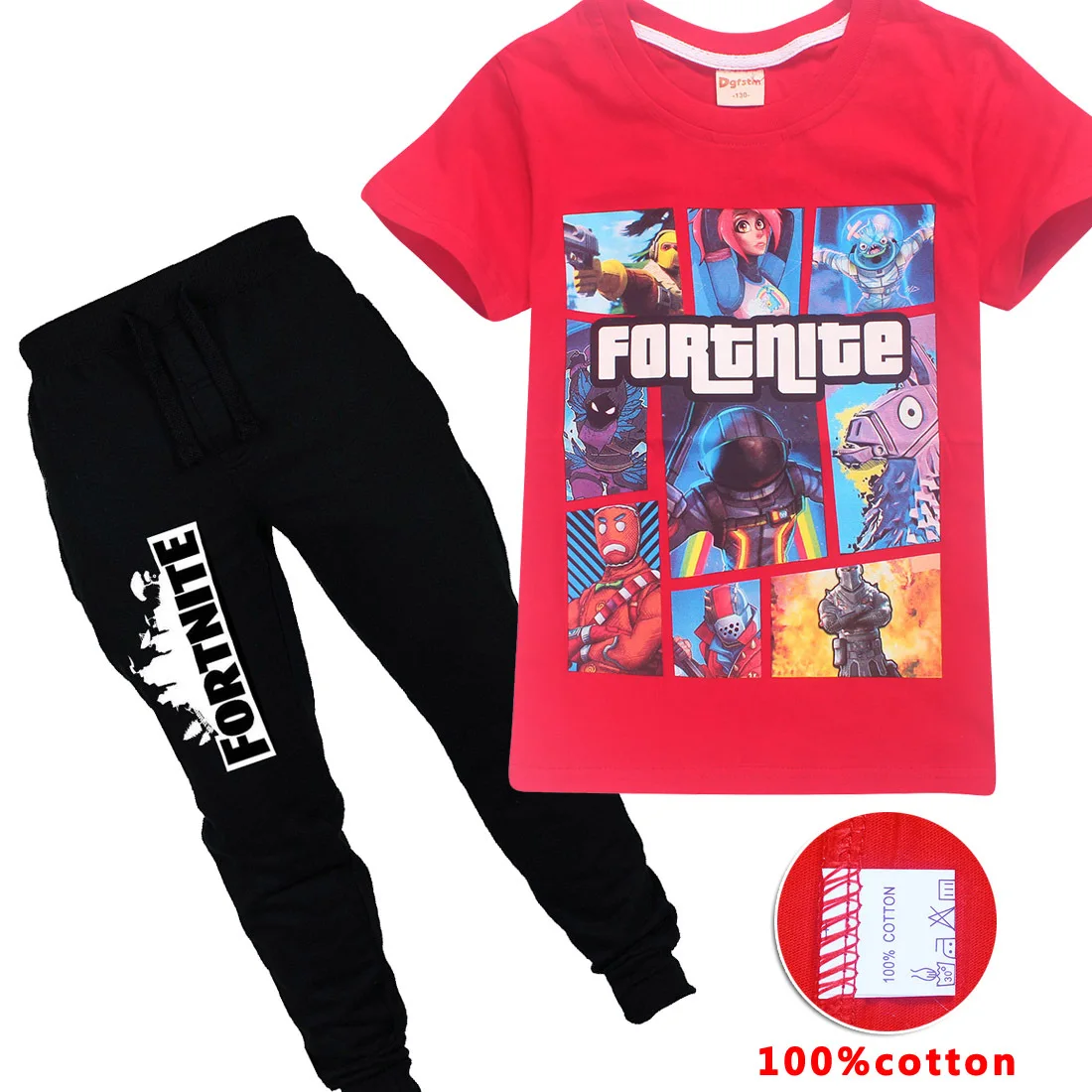 

Children Summer Clothes Boy Short Sleeve T-shirt Girls T Shirts Set Clothing For Kids 3D Fortnite Print Tee Tops Baby Costume