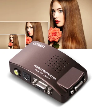 

ONTEN VGA to AV S-Video Converter 1 in 2 out RCA Adapter for Computer Laptop to LCD Monitor Projector TV Camera Display