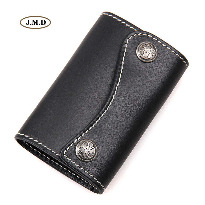 

J.M.D Genuine Leather Fashion Style Key Bag Unisex 6 Key Hook-ups Portable Key Bag Key Holder Wallet Card Hold Keys Case 8130