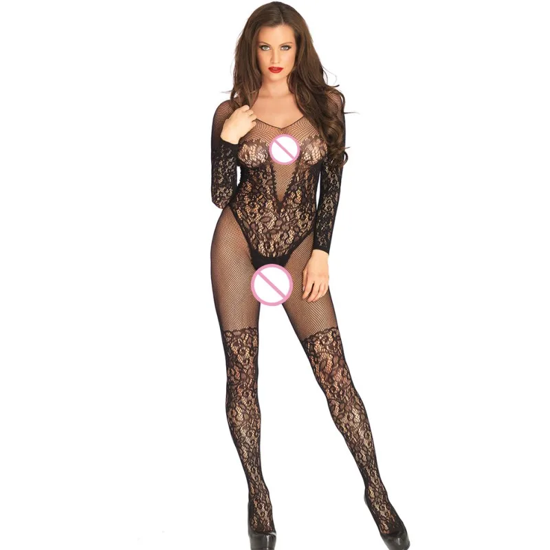 Black-Vine-Lace-and-Net-Long-Sleeve-Bodystocking-LC79986-2-1_conew1