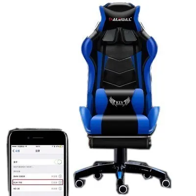 Высокое качество D-2 игровой Poltrona Esports Silla Gamer кресло из искусственной кожи колесо может лежать с подставкой для ног офисная мебель - Цвет: deep blue Bluetooth