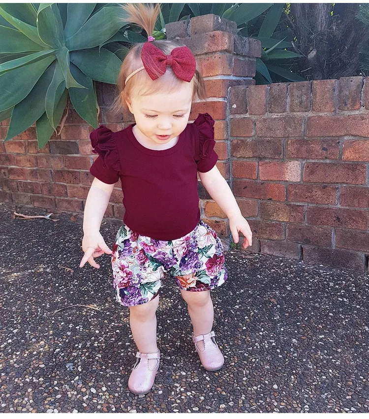 

girls onesie olive plum peacock mustard baby cotton flutter sleeve triple ruffle rompers