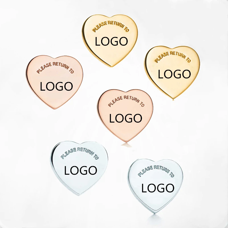 

SHINETUNG original 100% 925 sterling silver rose gold classic popular heart-shaped series earrings have 1:1 logo ladies jewelry