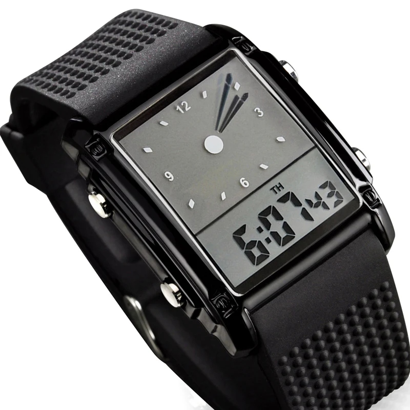 Модные мужские часы Relojes Hombre спортивные с двойным временем Цифровые Кварцевые