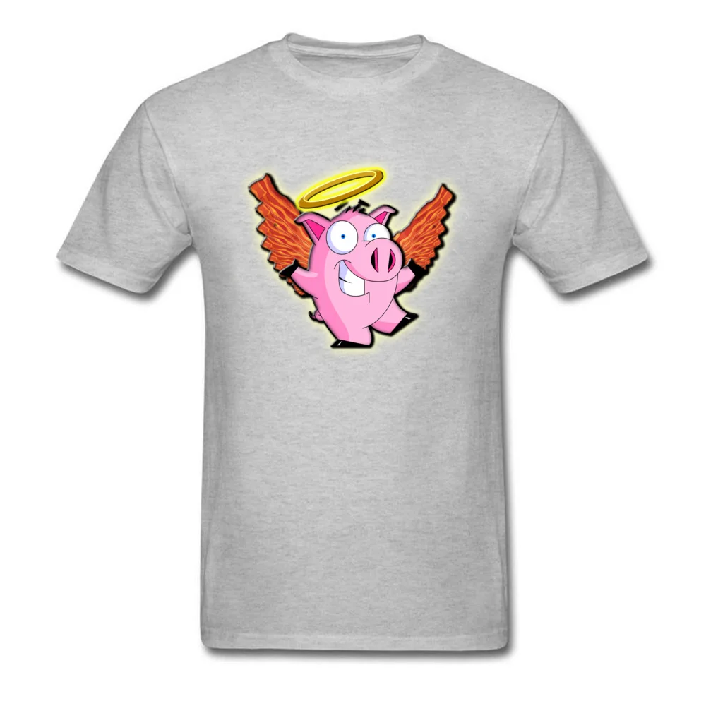 Heavenly Bacon Summer Autumn 100% Cotton Fabric Crew Neck Tops Shirt Short Sleeve Printed Tee-Shirts Brand New Summer T Shirts Heavenly Bacon grey