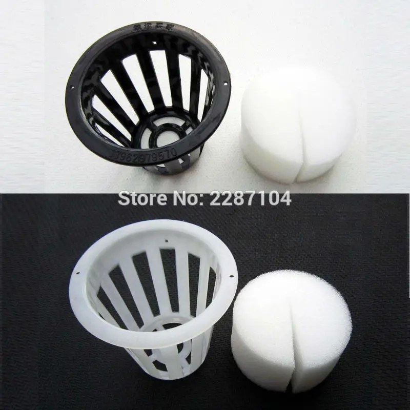 

10pcs Mesh Pot Net Cup Basket + Clone Cloning Collar Foam Insert Hydroponic Aeroponic System Plant Leafy Vegetable Grow E 2 inch