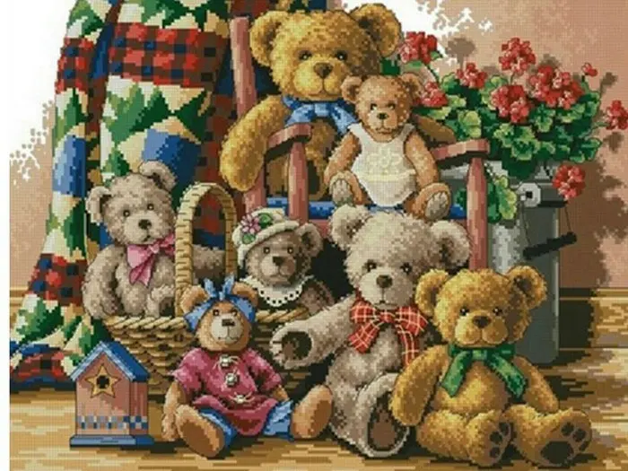 Image DIY 3D diamond painting Cross stitch  round full rhinestone picture diamond embroidery Teddy bear for children home decoration