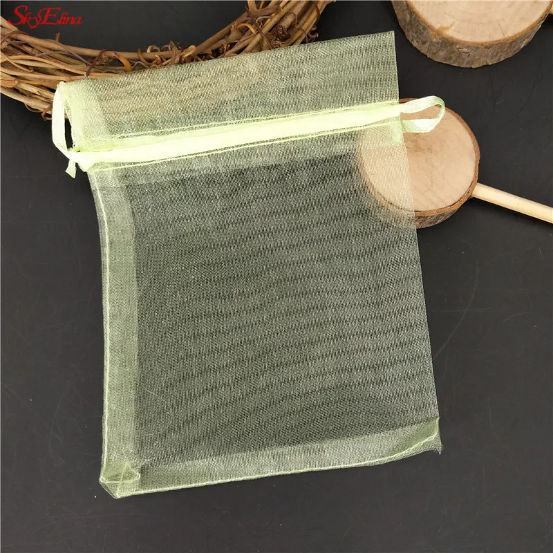 spring green Сумки из органзы 34*49 см свадебные мешки упаковки ювелирных изделий с бабочкой Drawable Подарочный мешок смешанные цвета 25 шт./лот 7Z - Цвет: spring green