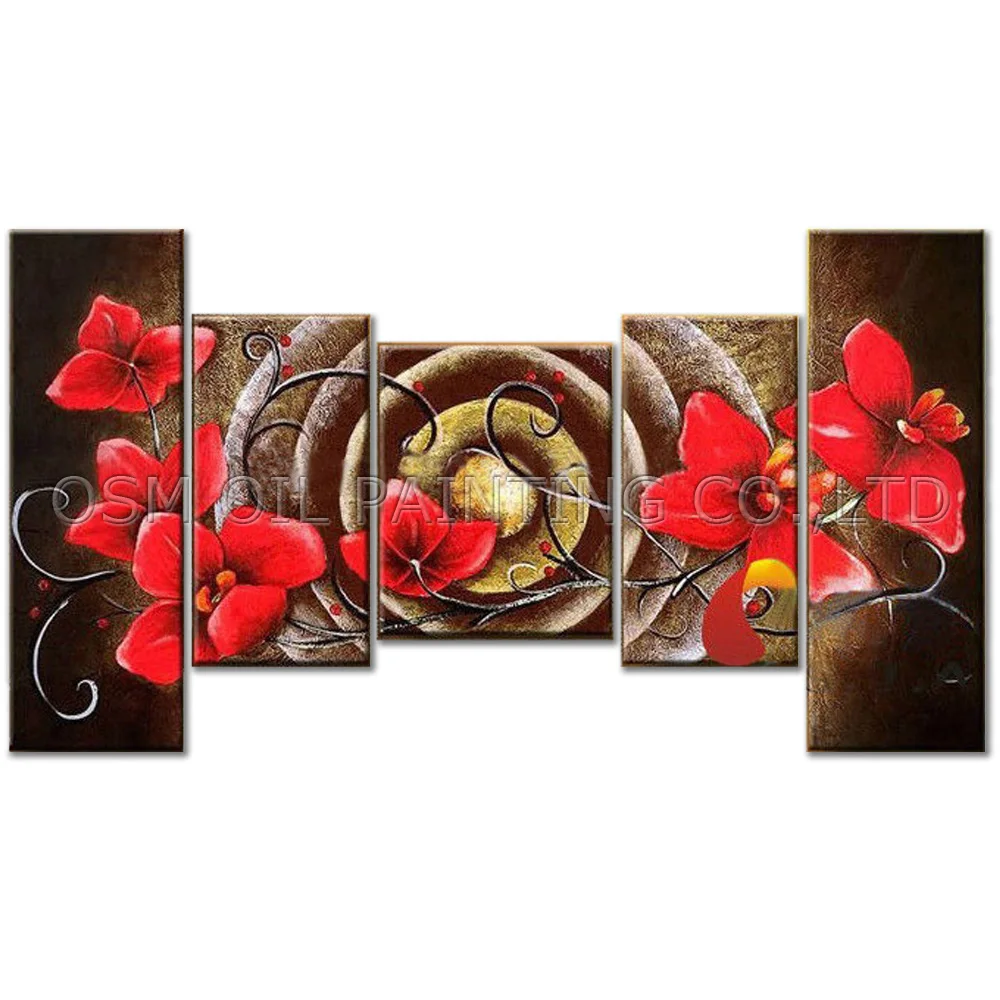 

Professional Artist Handmade High Quality Abstract Multi Pictures Flower Oil Painting Beautiful Red Flower Oil Painting