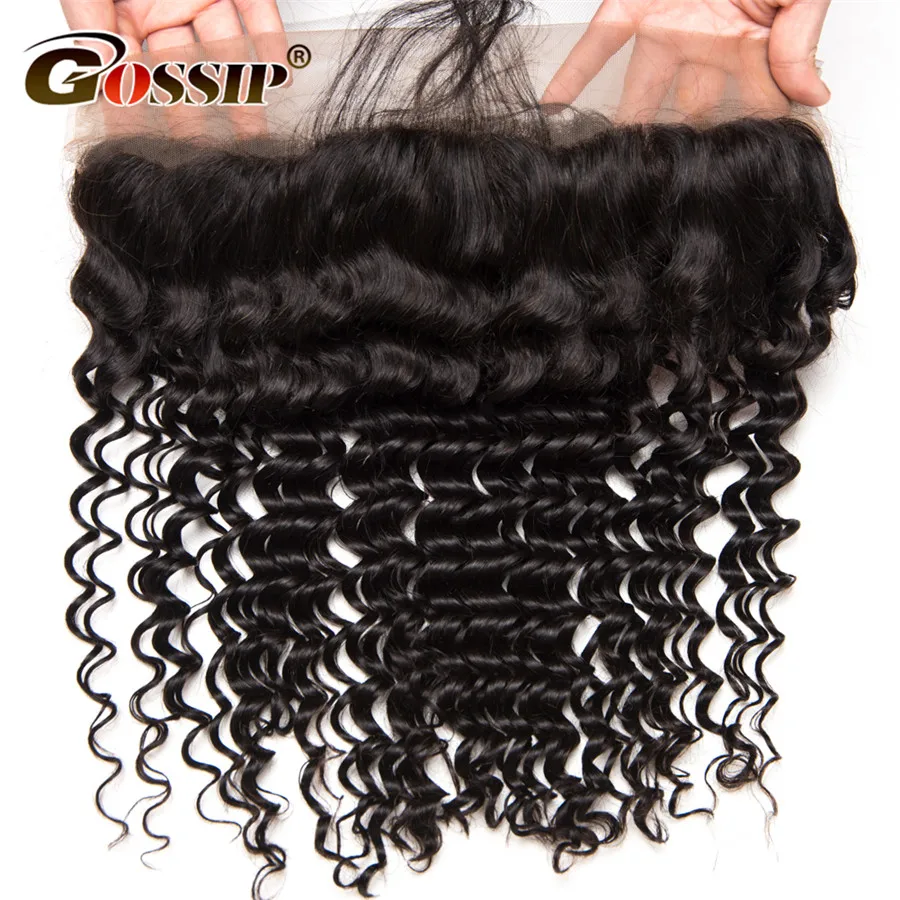 Remy Hair Deep Wave Frontal Pre Plucked Lace Frontal Closure With Baby Hair Frontal Brazilian Hair 100% Human Hair Closure