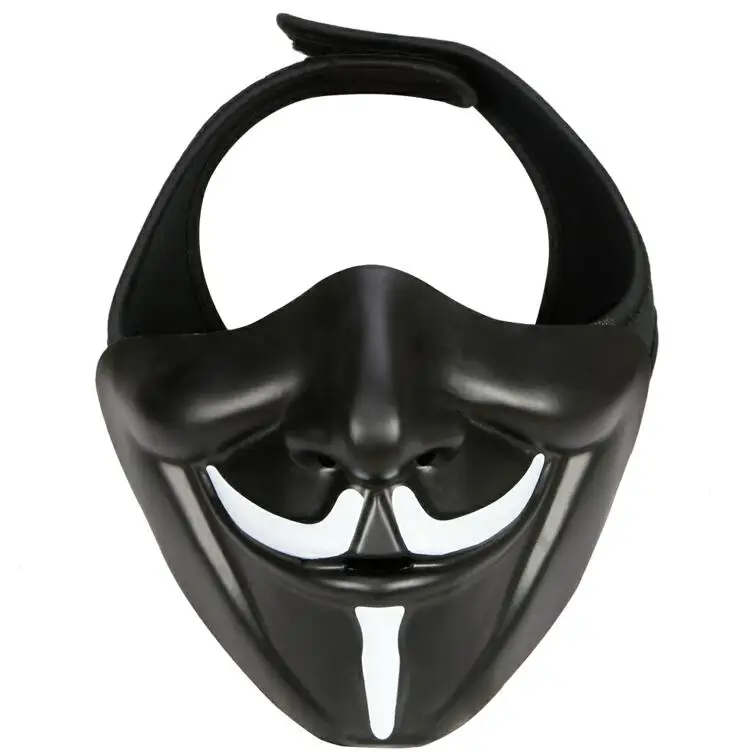 WosporT тактическая маска улыбающаяся Hannya Хэллоуин страйкбол маски Быстрый Шлем маска для CS стрельба Косплей Пейнтбол Аксессуары - Цвет: Black
