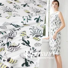 Прекрасный Маленький бонсай печатных шелк крепдешин большой ширина летнее платье на заказ ткани