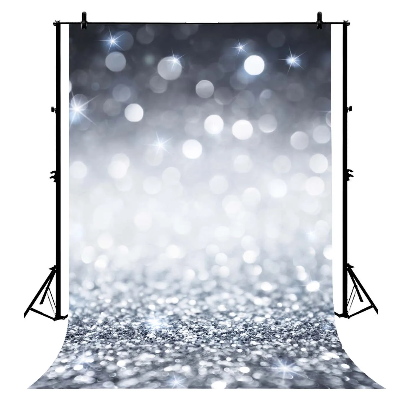 

5x7ft Silver Glitter Sequin Glittering Spots Bokeh Halos Polyester Photo Background Portrait Backdrop