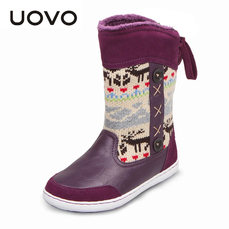 UOVO Brand Hot Kids Shoes Rubber Snow Boots For Girls Christmas Boots High Quality Children's Winter Boots Size 26#-39#